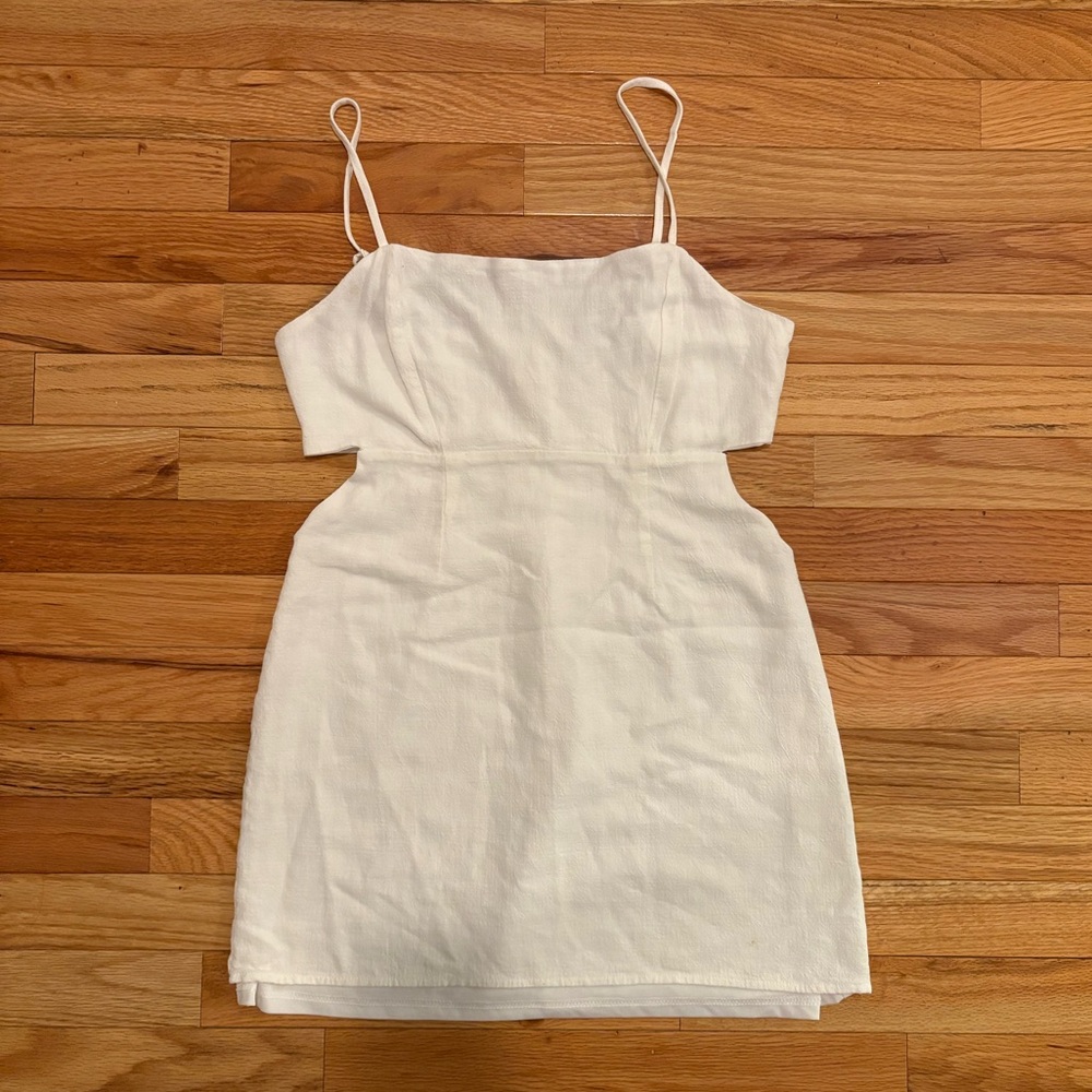 Kendall & Kylie White Spaghetti Strap Cutout Mini Dress